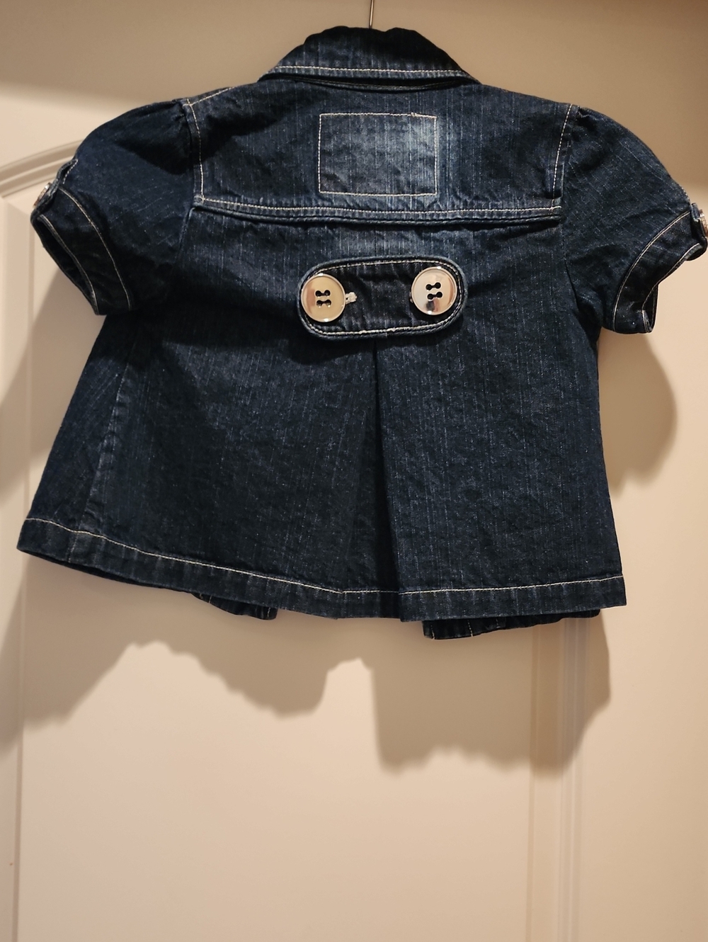 VTG Limited Too Y2K Girls Short Sleeve Denim Jacket Dark Wash Wood Button 6/7 - Picture 2 of 8